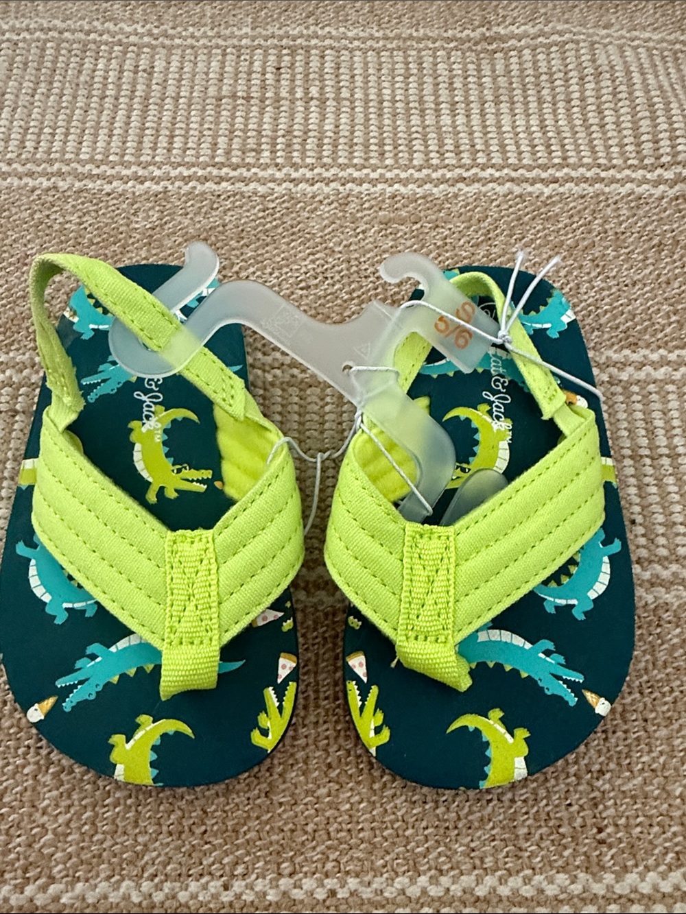 Cat & Jack Neon Green Croc-Print Flip Flop Sandals